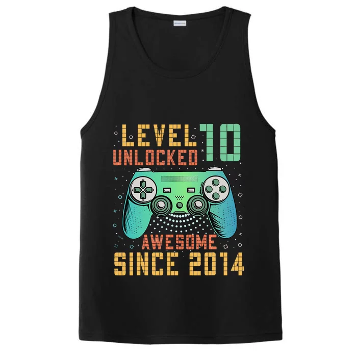 Level 10 Unlocked 10th Birthday 10 Year Old Gifts Gamer Bday Performance Tank