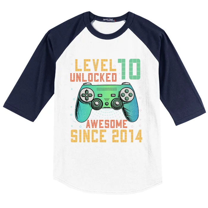 Level 10 Unlocked 10th Birthday 10 Year Old Gifts Gamer Bday Baseball Sleeve Shirt