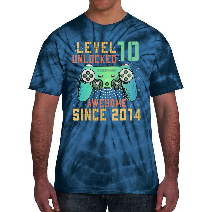 Level 10 Unlocked 10th Birthday 10 Year Old Gifts Gamer Bday Tie-Dye T-Shirt