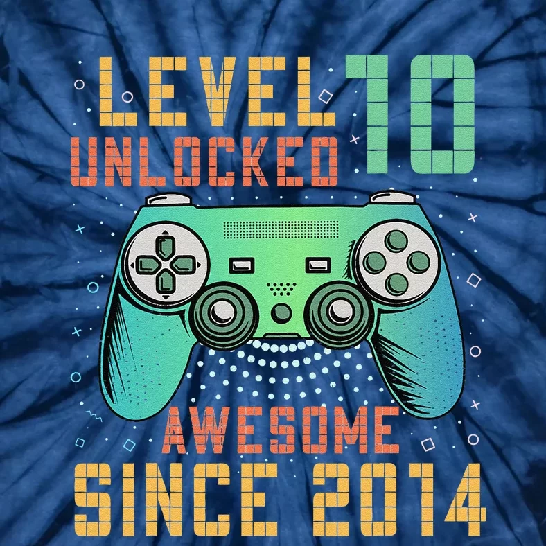 Level 10 Unlocked 10th Birthday 10 Year Old Gifts Gamer Bday Tie-Dye T-Shirt