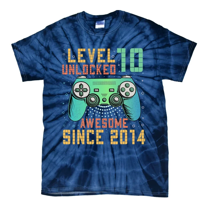 Level 10 Unlocked 10th Birthday 10 Year Old Gifts Gamer Bday Tie-Dye T-Shirt