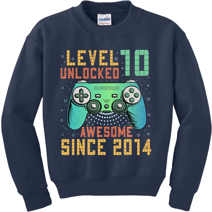 Level 10 Unlocked 10th Birthday 10 Year Old Gifts Gamer Bday Kids Sweatshirt