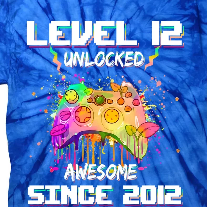 Level 12 Unlocked Video Game 12th Birthday Gamer Funny Gift Meaningful Gift Tie-Dye T-Shirt