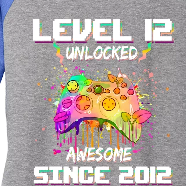 Level 12 Unlocked Video Game 12th Birthday Gamer Funny Gift Meaningful Gift Women's Tri-Blend 3/4-Sleeve Raglan Shirt