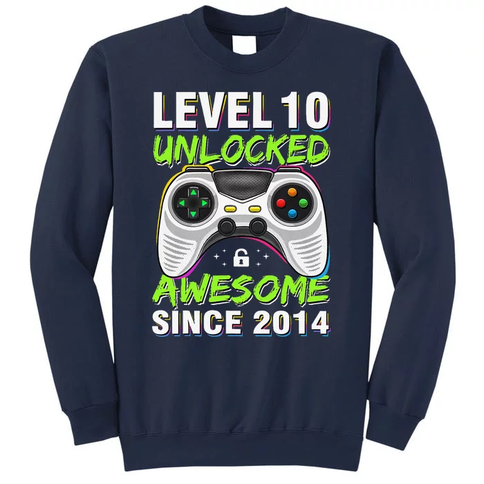 Level 10 Unlocked Awesome Since 2014 10th Birthday Gaming Sweatshirt