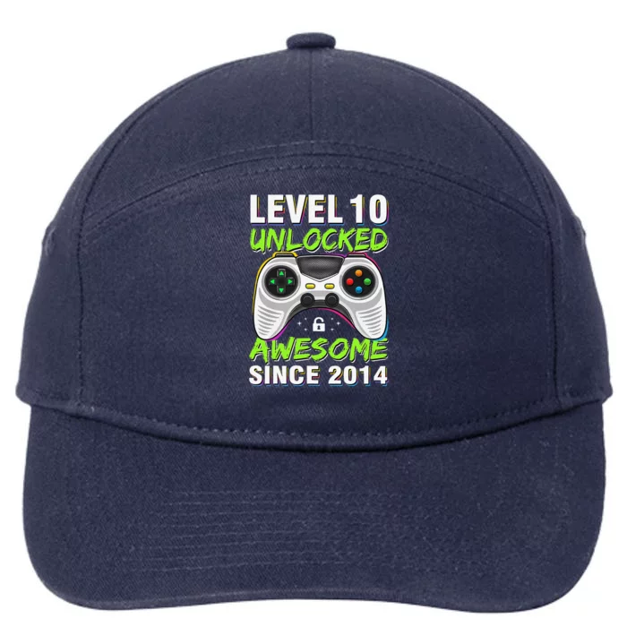 Level 10 Unlocked Awesome Since 2014 10th Birthday Gaming 7-Panel Snapback Hat