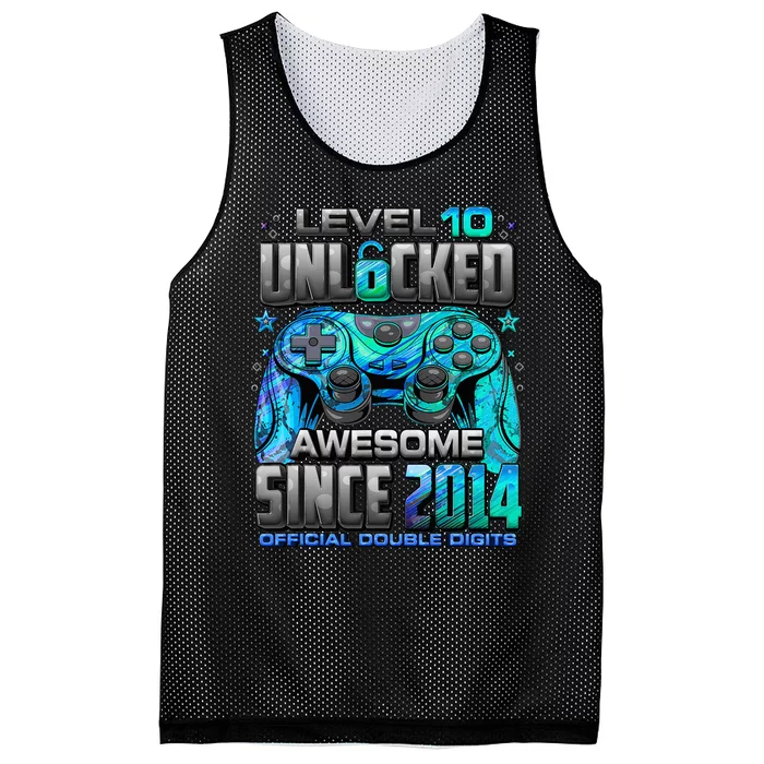 Level 10 Unlocked Awesome Since 2014 10th Birthday Gaming Mesh Reversible Basketball Jersey Tank