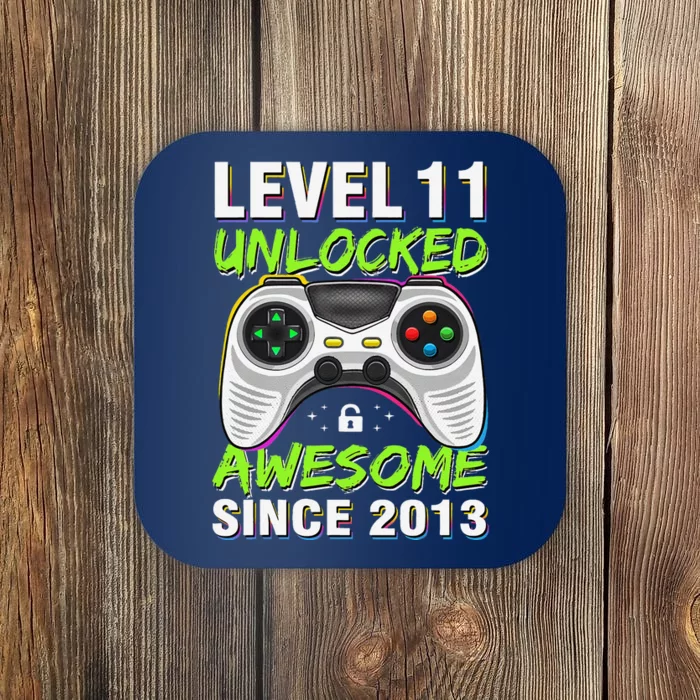 Level 11 Unlocked Awesome Since 2013 11th Birthday Gaming Coaster