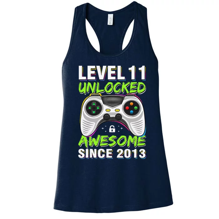 Level 11 Unlocked Awesome Since 2013 11th Birthday Gaming Women's Racerback Tank