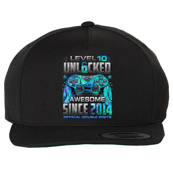 Level 10 Unlocked Awesome Since 2014 10th Birthday Gaming Wool Snapback Cap