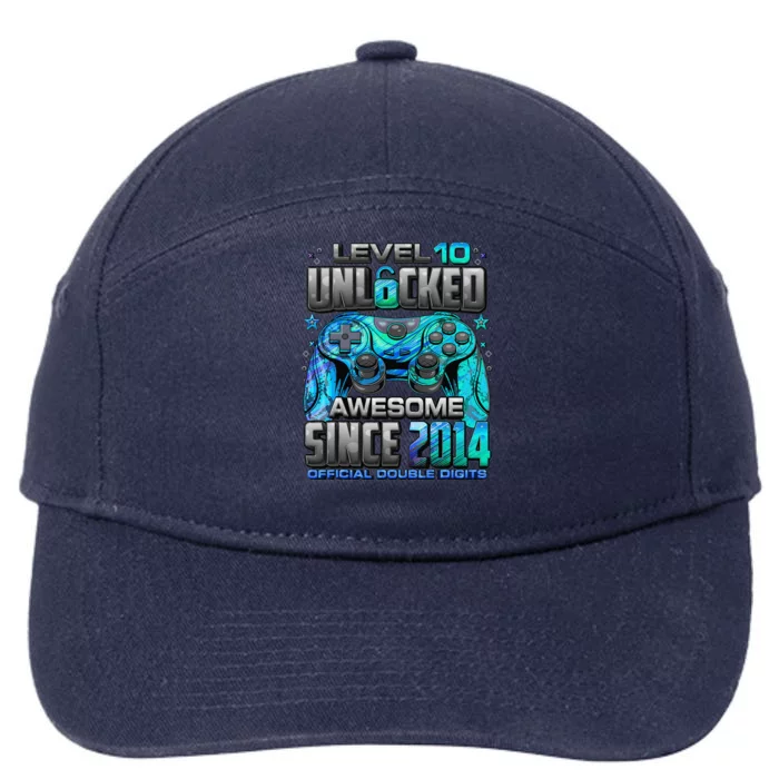 Level 10 Unlocked Awesome Since 2014 10th Birthday Gaming 7-Panel Snapback Hat