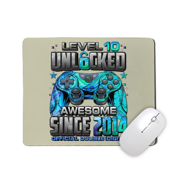 Level 10 Unlocked Awesome Since 2014 10th Birthday Gaming Mousepad