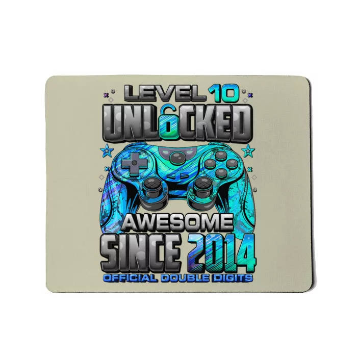 Level 10 Unlocked Awesome Since 2014 10th Birthday Gaming Mousepad