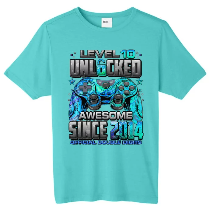 Level 10 Unlocked Awesome Since 2014 10th Birthday Gaming ChromaSoft Performance T-Shirt