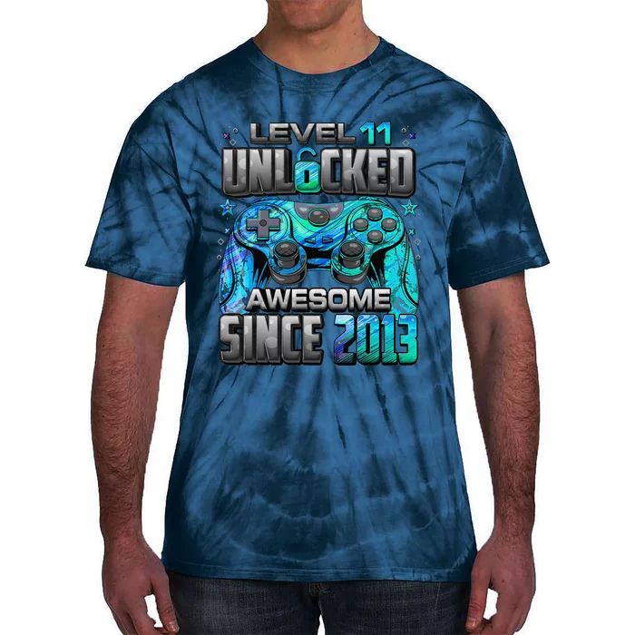 Level 11 Unlocked Awesome Since 2013 11th Birthday Gaming Tie-Dye T-Shirt