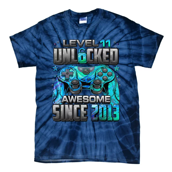 Level 11 Unlocked Awesome Since 2013 11th Birthday Gaming Tie-Dye T-Shirt