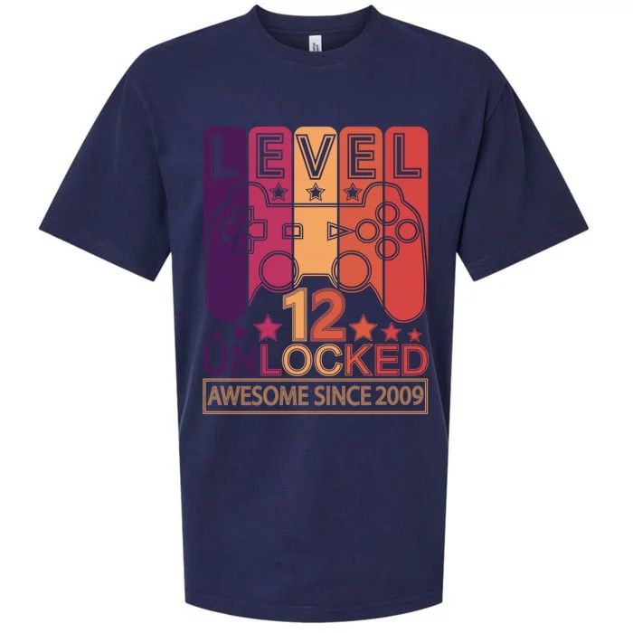 Level 12 Unlocked Awesome Since 2009 Gamer Gift Sueded Cloud Jersey T-Shirt