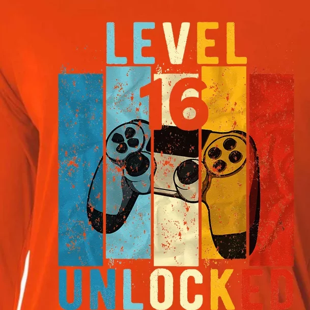 Level 16 Unlocked Video Gamer 16 Year Old 16th Birthday Gift Cooling Performance Long Sleeve Crew