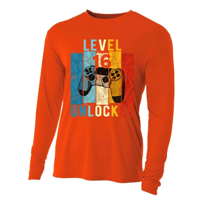 Level 16 Unlocked Video Gamer 16 Year Old 16th Birthday Gift Cooling Performance Long Sleeve Crew