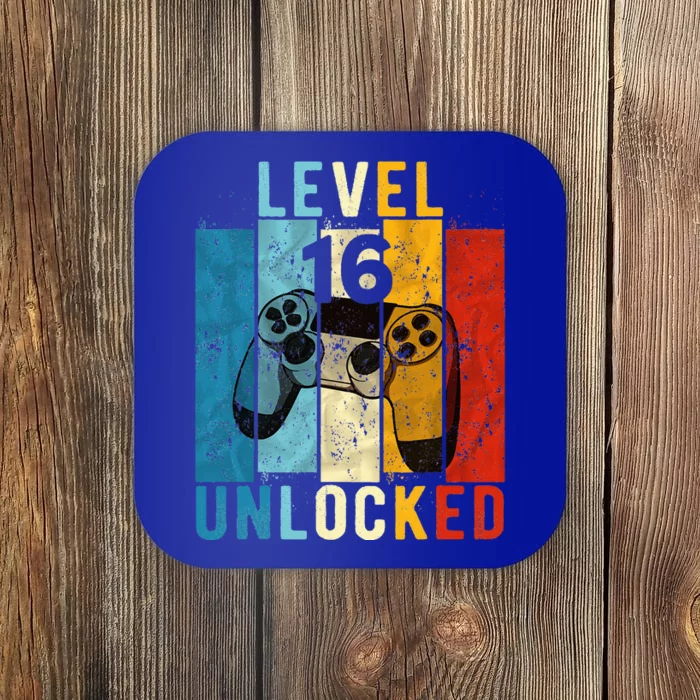 Level 16 Unlocked Video Gamer 16 Year Old 16th Birthday Gift Coaster