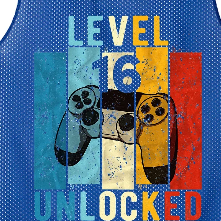 Level 16 Unlocked Video Gamer 16 Year Old 16th Birthday Gift Mesh Reversible Basketball Jersey Tank