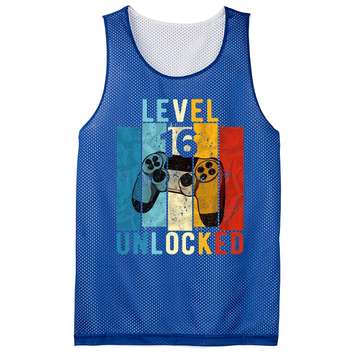 Level 16 Unlocked Video Gamer 16 Year Old 16th Birthday Gift Mesh Reversible Basketball Jersey Tank