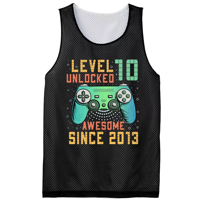 Level 10 Unlocked 10th Birthday 10 Year Old Boy Gifts Gamer Mesh Reversible Basketball Jersey Tank