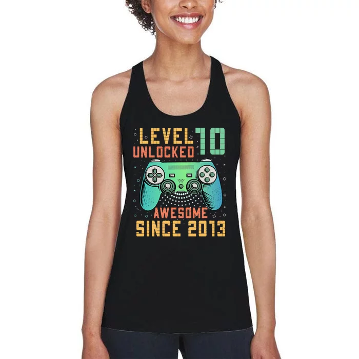 Level 10 Unlocked 10th Birthday 10 Year Old Boy Gifts Gamer Women's Racerback Tank