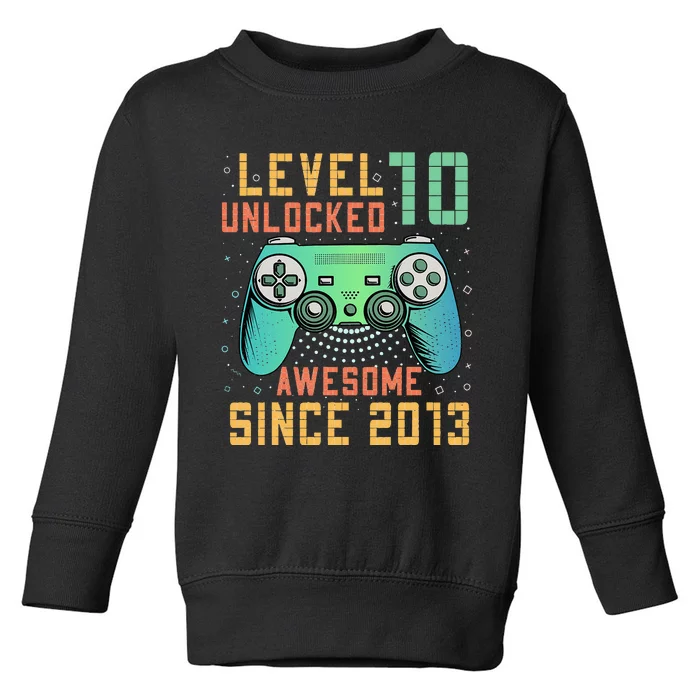 Level 10 Unlocked 10th Birthday 10 Year Old Boy Gifts Gamer Toddler Sweatshirt