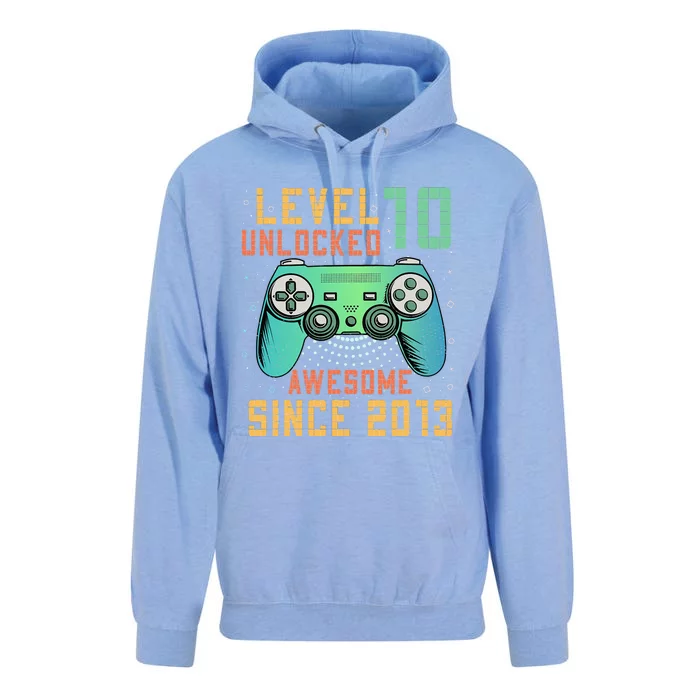 Level 10 Unlocked 10th Birthday 10 Year Old Boy Gifts Gamer Unisex Surf Hoodie