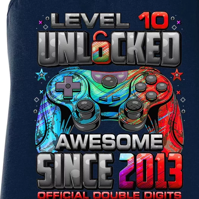 Level 10 Unlocked Awesome Since 2013 10th Birthday Gaming Women's Racerback Tank