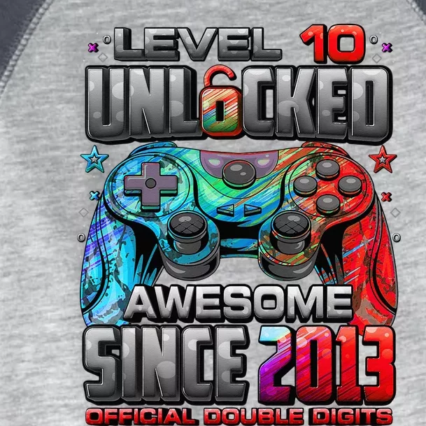 Level 10 Unlocked Awesome Since 2013 10th Birthday Gaming Toddler Fine Jersey T-Shirt