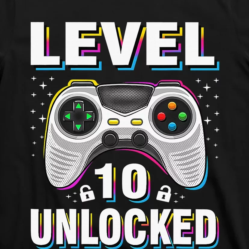 Level 10 Unlocked Video Game 10th Birthday Gamer Gifts Boys T-Shirt