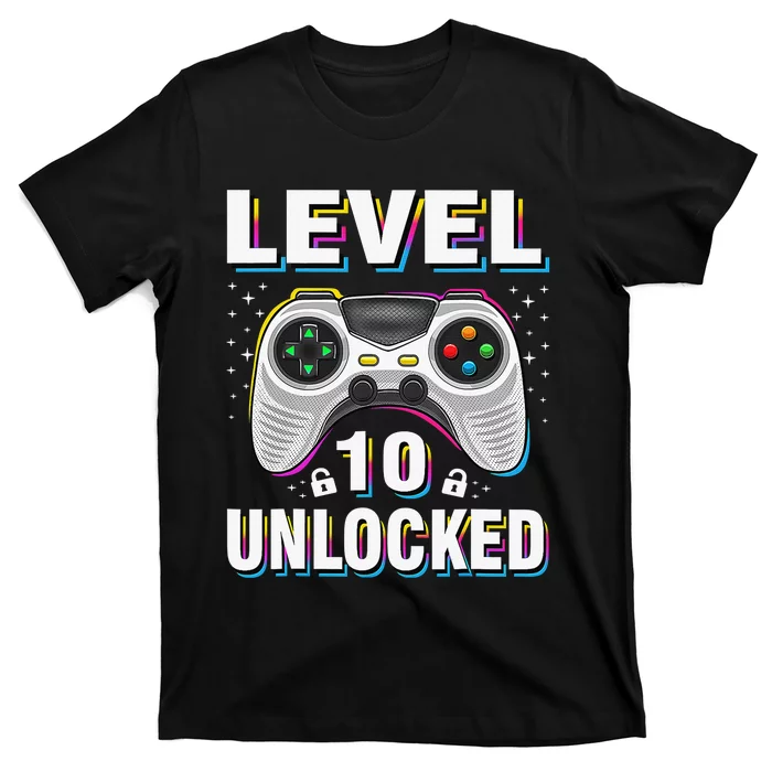 Level 10 Unlocked Video Game 10th Birthday Gamer Gifts Boys T-Shirt