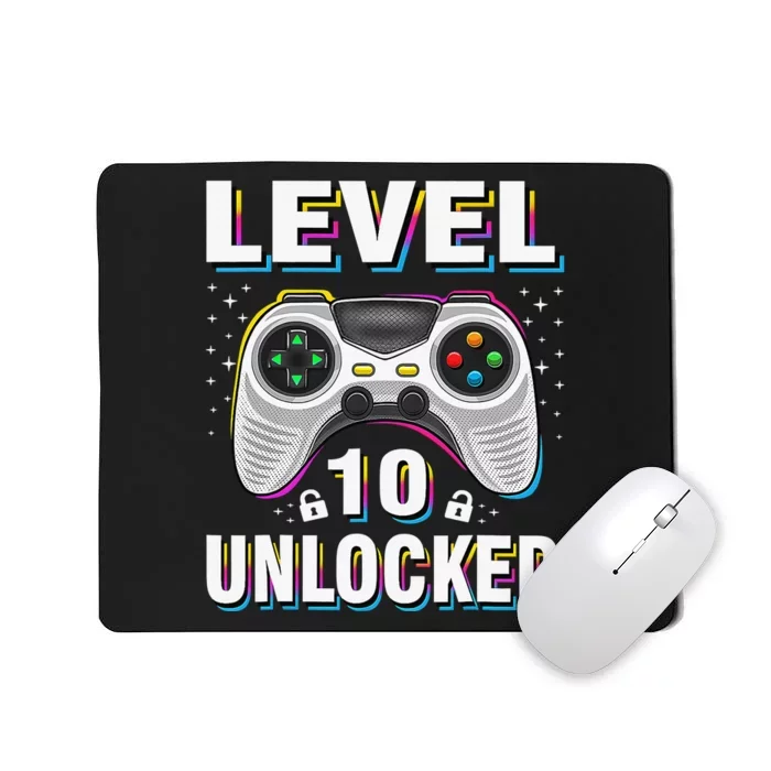 Level 10 Unlocked Video Game 10th Birthday Gamer Gifts Boys Mousepad