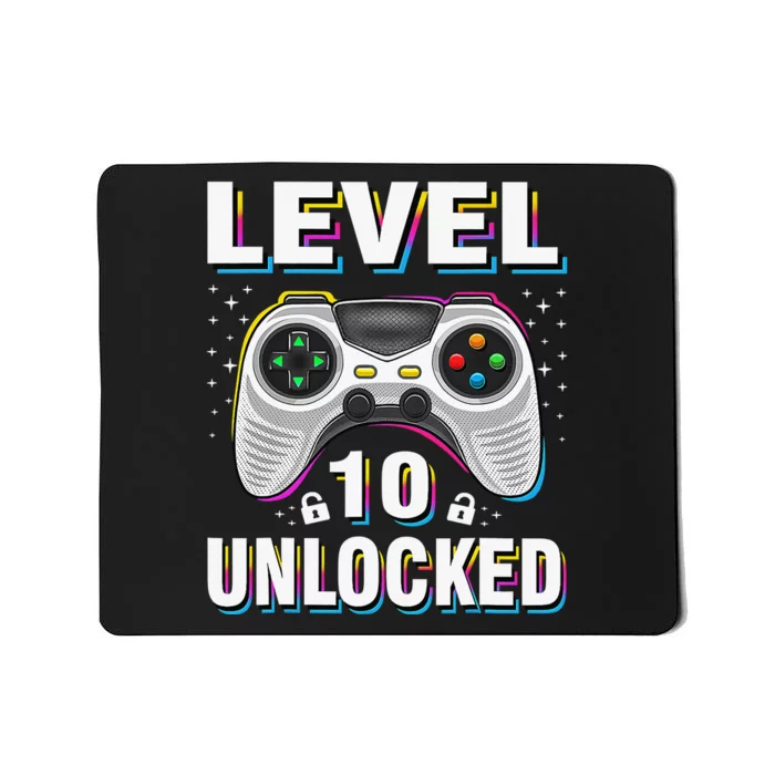 Level 10 Unlocked Video Game 10th Birthday Gamer Gifts Boys Mousepad