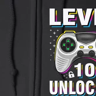 Level 10 Unlocked Video Game 10th Birthday Gamer Gifts Boys Full Zip Hoodie