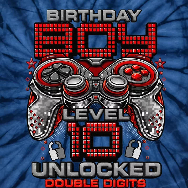 Level 10 Unlocked Awesome Since 2013 10th Birthday Gaming Tie-Dye T-Shirt