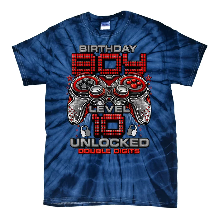 Level 10 Unlocked Awesome Since 2013 10th Birthday Gaming Tie-Dye T-Shirt