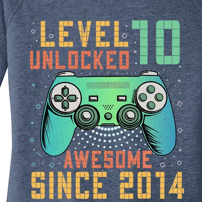 Level 10 Unlocked 10th Birthday 10 Year Old Gifts Gamer Bday Women's Perfect Tri Tunic Long Sleeve Shirt