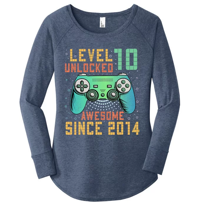 Level 10 Unlocked 10th Birthday 10 Year Old Gifts Gamer Bday Women's Perfect Tri Tunic Long Sleeve Shirt