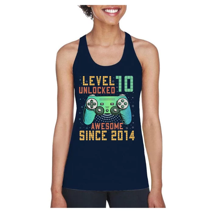 Level 10 Unlocked 10th Birthday 10 Year Old Gifts Gamer Bday Women's Racerback Tank