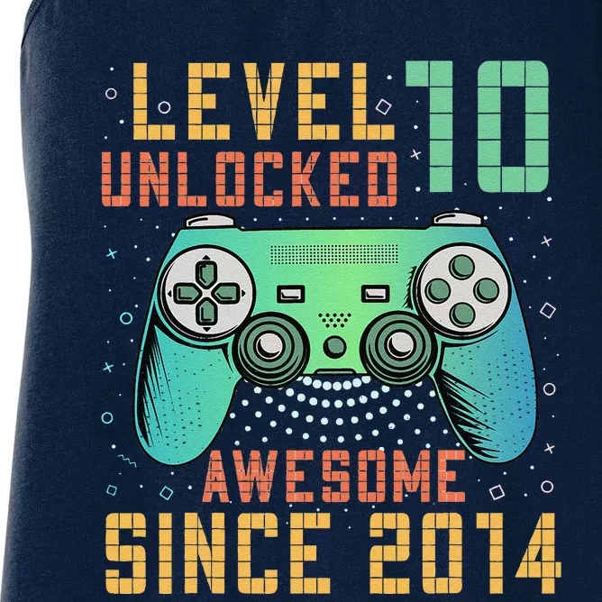 Level 10 Unlocked 10th Birthday 10 Year Old Gifts Gamer Bday Women's Racerback Tank