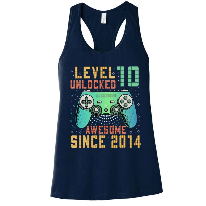 Level 10 Unlocked 10th Birthday 10 Year Old Gifts Gamer Bday Women's Racerback Tank