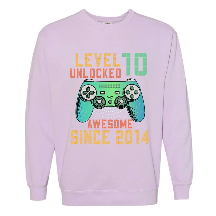 Level 10 Unlocked 10th Birthday 10 Year Old Gifts Gamer Bday Garment-Dyed Sweatshirt