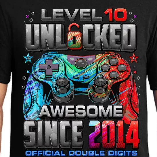 Level 10 Unlocked Awesome Since 2014 10th Birthday Gaming Pajama Set