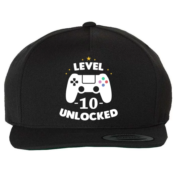 Level 10 Unlocked Video Games 10th Birthday Party Gift Idea Gift Wool Snapback Cap