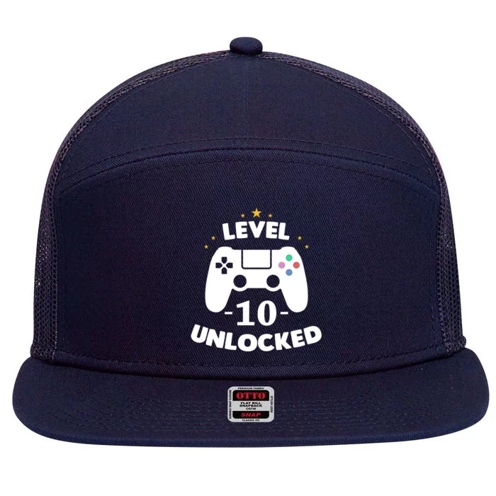 Level 10 Unlocked Video Games 10th Birthday Party Gift Idea Gift 7 Panel Mesh Trucker Snapback Hat