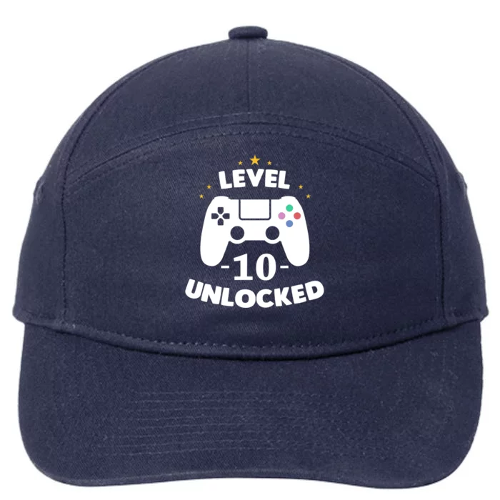 Level 10 Unlocked Video Games 10th Birthday Party Gift Idea Gift 7-Panel Snapback Hat