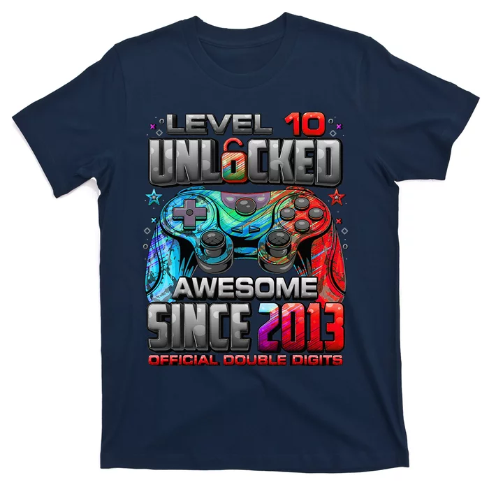 Level 10 Unlocked Awesome Since 2013 10th Birthday Gaming T-Shirt